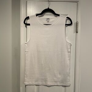 NWOT J. Crew Size L Mid Weight Round Neck White Knit Cotton Tank Top